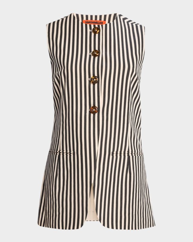 Del Mar Striped Linen Vest
